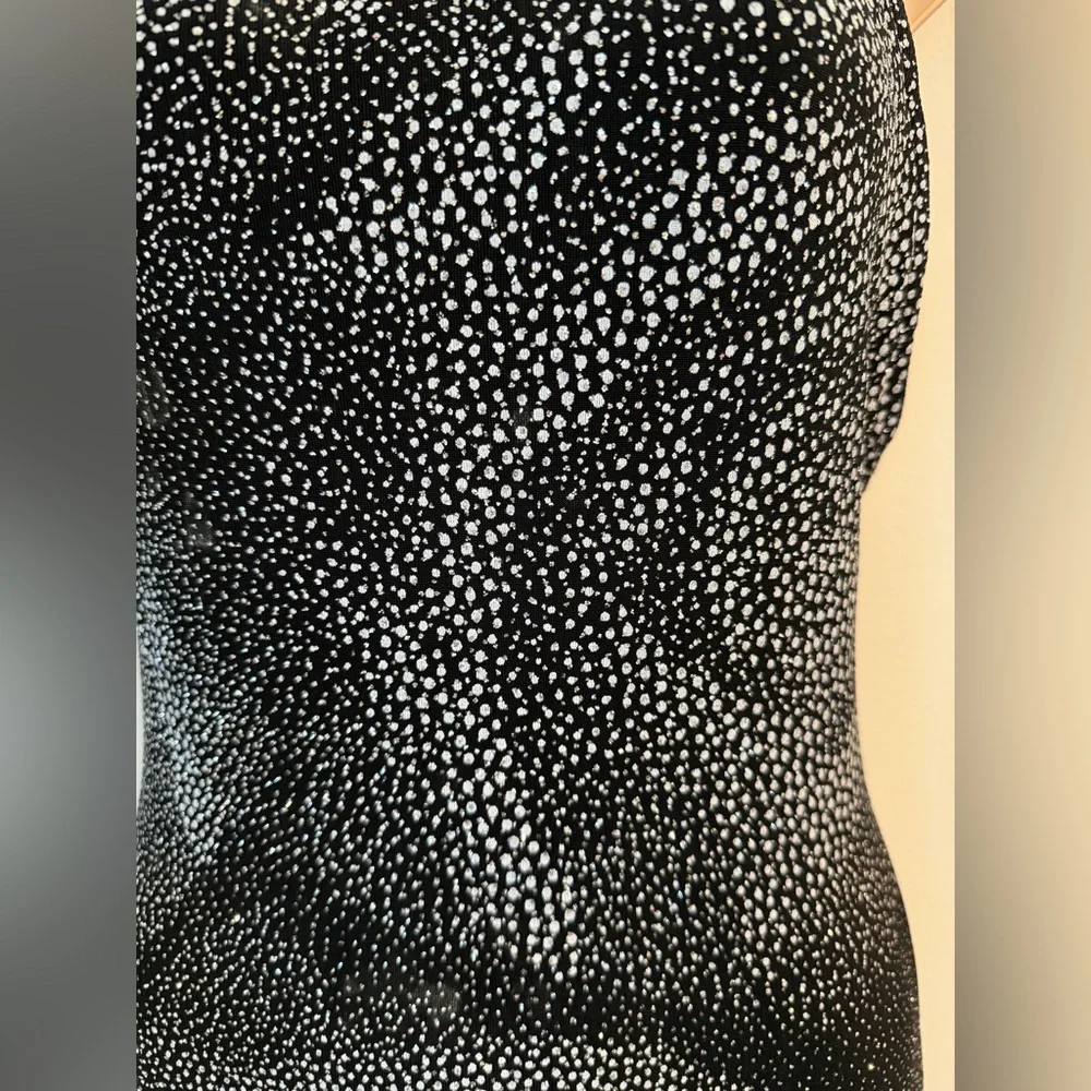 CACHE Vintage Black Floral Sparkle Acetate/Spandex Open Back Slinky Glitter M - Picture 2 of 9